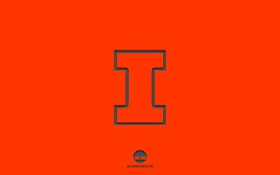 Illinois Fighting Illini, fond orange, &#233;quipe de football am&#233;ricain, embl&#232;me Illinois Fighting Illini, NCAA, Illinois, &#201;tats-Unis, football am&#233;ricain, illinois Fighting Illini logo