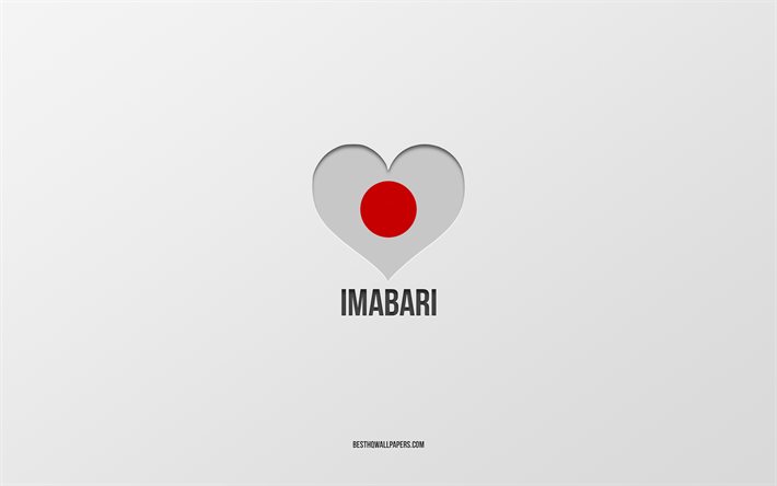 Eu amo Imabari, cidades japonesas, Dia de Imabari, fundo cinza, Imabari, Jap&#227;o, cora&#231;&#227;o de bandeira japonesa, cidades favoritas, Amor Imabari