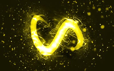 DJ Snake yellow logo, 4k, Norwegian DJs, yellow neon lights, creative, yellow abstract background, William Sami Etienne Grigahcine, DJ Snake logo, music stars, DJ Snake