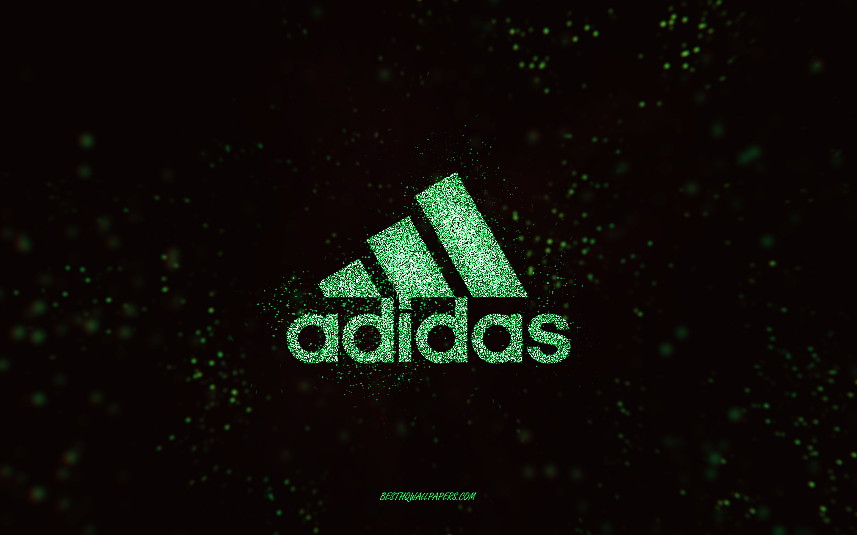 Lataa kuva Adidas glitter logo, 4k, musta tausta, Adidas logo,  vaaleanvihreä glitter taide, Adidas, luova taide, Adidas vaaleanvihreä  glitter logo näytön resoluutio 2880x1800. Taustakuvat työpöydälle