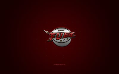Indy Fuel, club de hockey am&#233;ricain, ECHL, logo rouge, fond de fibre de carbone rouge, East Coast Hockey League, hockey, Indiana, &#201;tats-Unis, logo Indy Fuel