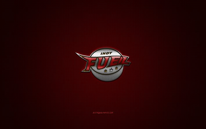 Indy Fuel, club de hockey am&#233;ricain, ECHL, logo rouge, fond de fibre de carbone rouge, East Coast Hockey League, hockey, Indiana, &#201;tats-Unis, logo Indy Fuel