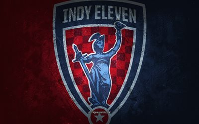 Indy Eleven, time de futebol americano, fundo vermelho azul, logotipo indy Eleven, arte grunge, USL, futebol, indy Eleven emblema