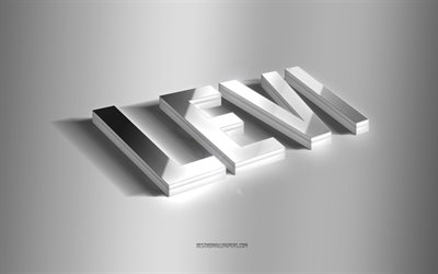Levi, silver 3d art, gray background, wallpapers with names, Levi name, Levi greeting card, 3d art, picture with Levi name
