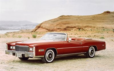 Cadillac Fleetwood, レトロな車, 1976年の車, アメリカ車, 赤いカブリオレ, キャデラック