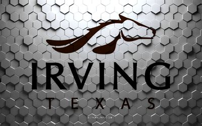 Bandiera di Irving, Texas, arte a nido d&#39;ape, bandiera di esagoni di Irving, Irving, arte di esagoni 3d, bandiera di Irving