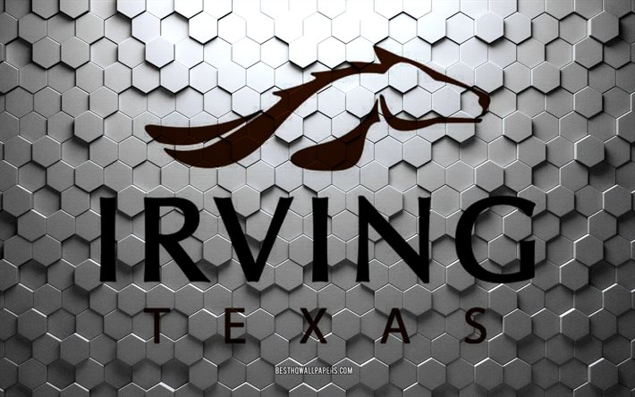 Drapeau d&#39;Irving, Texas, art en nid d&#39;abeille, Irving hexagons flag, Irving, 3d hexagons art, Irving flag