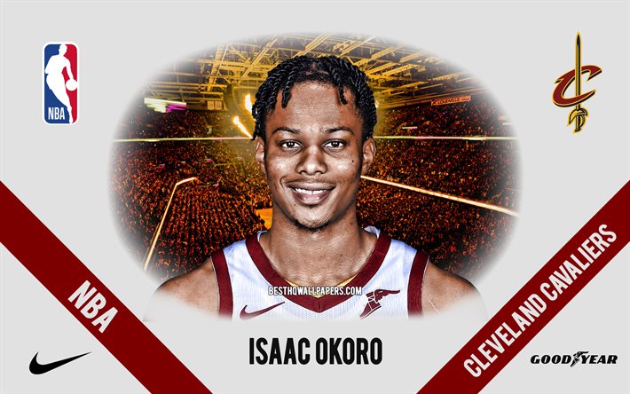 Isaac Okoro, Cleveland Cavaliers, American Basketball Player, NBA, retrato, EUA, basquete, Rocket Mortgage FieldHouse, Cleveland Cavaliers logo