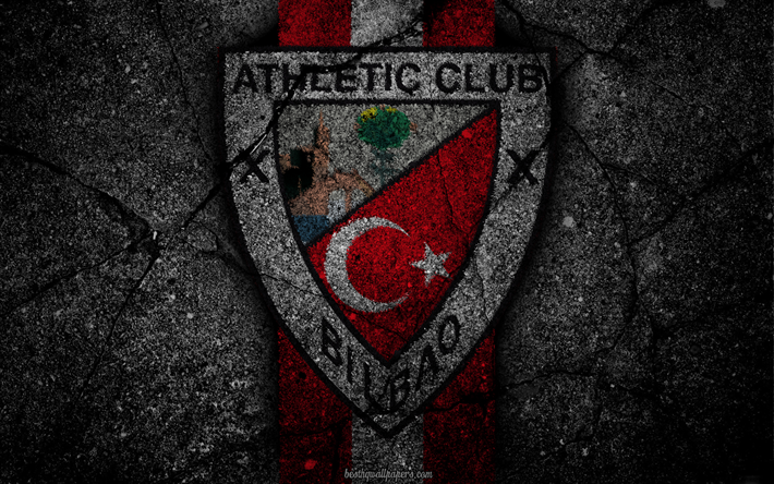 Athletic Bilbao, logo, sanat, UEFA, futbol, futbol kul&#252;b&#252;, LaLiga, grunge, Athletic Bilbao FC
