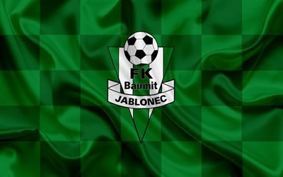 FC Jablonec, football club, Jablonec nad Nisou, Czech Republic, Jablonec emblem, logo, silk flag, Czech football championship