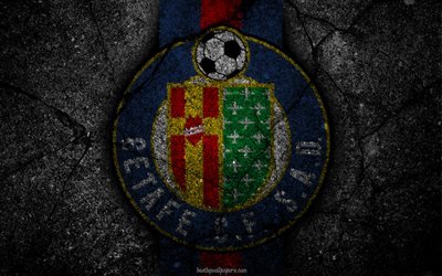 Getafe, logo, art, La Liga, soccer, football club, LaLiga, grunge, Getafe FC