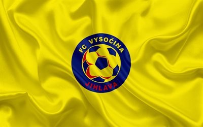 FC Vysocina Jihlava, Football club, Jihlava, Czech Republic, Vysocina Jihlava emblem, logo, yellow silk flag, Czech football championship