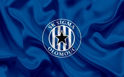 SK Sigma Olomouc, Football club, Olomouc, Czech Republic, Sigma emblem, logo, blue silk flag, Czech football championship