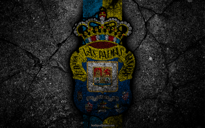 Las Palmas, el logotipo, el arte, La Liga bbva, f&#250;tbol, club de f&#250;tbol, LaLiga, grunge, Las Palmas FC