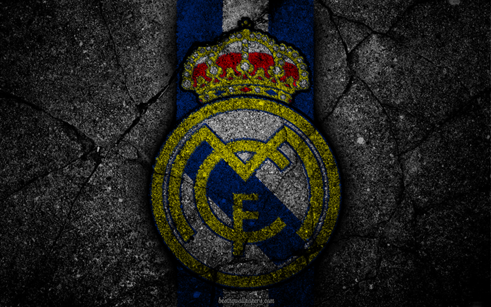 El Real Madrid, el logotipo, el arte, La Liga bbva, f&#250;tbol, club de f&#250;tbol, LaLiga, el grunge, el Real Madrid FC