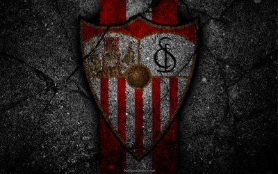 Sevilla, logo, art, La Liga, soccer, football club, LaLiga, grunge, Sevilla FC