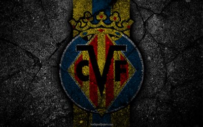 Villarreal, logo, art, La Liga, soccer, football club, LaLiga, grunge, Villarreal FC