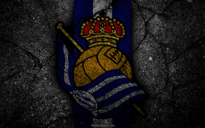 Real Sociedad, logo, l&#39;arte, La Liga, calcio, football club, LaLiga, grunge, Real Sociedad FC