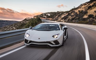 Lamborghini Aventador S, 2017, Supercar, white Aventador, new cars, sports cars, Lamborghini