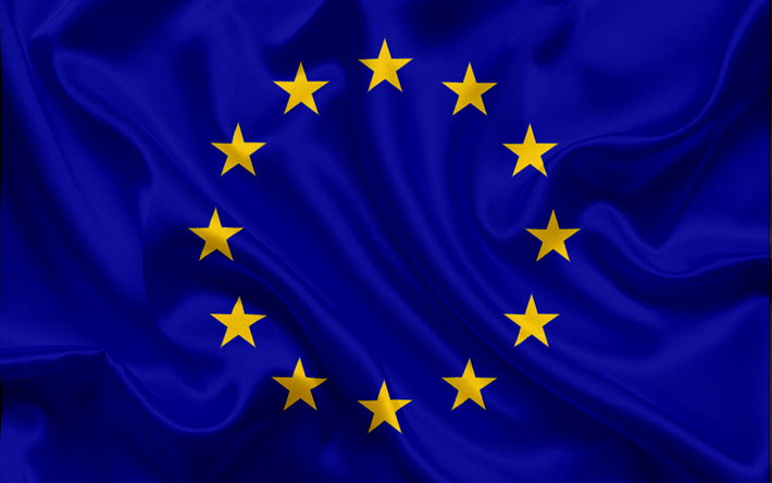 bandiera dell&#39;Unione Europea, UE, Europa, Unione Europea, in seta blu, bandiera, bandiera UE