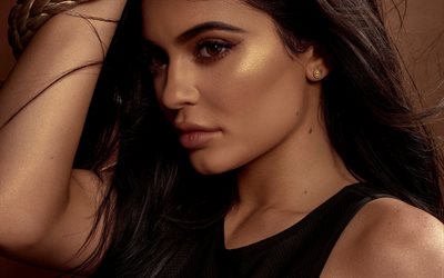 Kylie Jenner, Makeup, beautiful brunette, american model, portrait