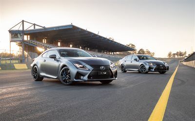 Lexus GS F, 2018, Lexus RC F, tuning, musta matta RC F, urheilu coupe, musta matta sedan, Japanilaiset autot, kilparadalla