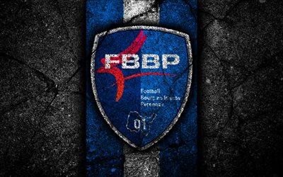 4k, 2 FBBP FC, logo, İzle, futbol, siyah taş, Fransa, futbol kul&#252;b&#252;, 2 Lig, FBBP, asfalt doku, Fransız Futbol Kul&#252;b&#252; FC FBBP