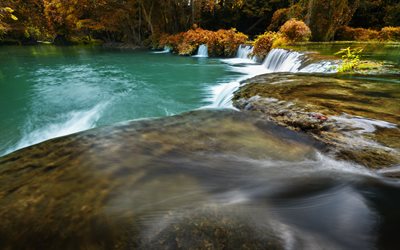 outono, cachoeira, rio, selva, paisagem de outono, Tail&#226;ndia