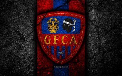 4k, Gazelec Ajaccio FC, el logotipo, la Ligue 2, el f&#250;tbol, la piedra negra, Francia, f&#250;tbol, club de f&#250;tbol, la Liga 2, Gazelec Ajaccio, asfalto textura, franc&#233;s club de f&#250;tbol, el FC Gazelec Ajaccio