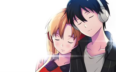 Yuuki Asuna, Kirito, manga, romance, obras de arte, Sword Art Online