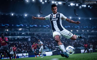 4k, Paulo Dybala, FIFA19, konst, 2018 spel, Juventus FC, fotboll simulator, FIFA 19, Dybala, Juve
