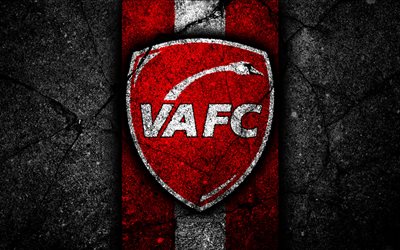 4k, 2 Valenciennes FC, logo, İzle, futbol, siyah taş, Fransa, futbol kul&#252;b&#252;, 2 Lig, Valenciennes, asfalt doku, Fransız Futbol Kul&#252;b&#252; FC Valenciennes