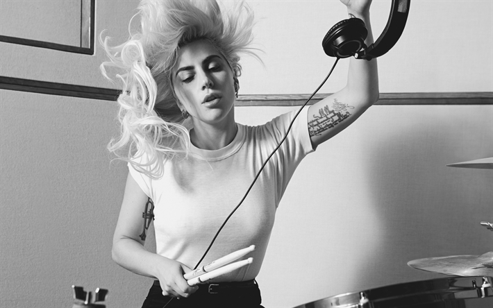 Lady Gaga, sess&#227;o de fotos, retrato, cantora norte-americana, monocrom&#225;tico, EUA, estrela, Stefani Joanne Angelina Germanotta