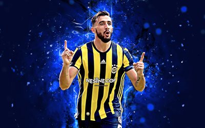 Mehmet Topal, 4k, arte astratta, bagno turco calciatore, Fenerbahce, calcio, Topal, turchia Super Lig, i calciatori, luci al neon, Fenerbahce FC