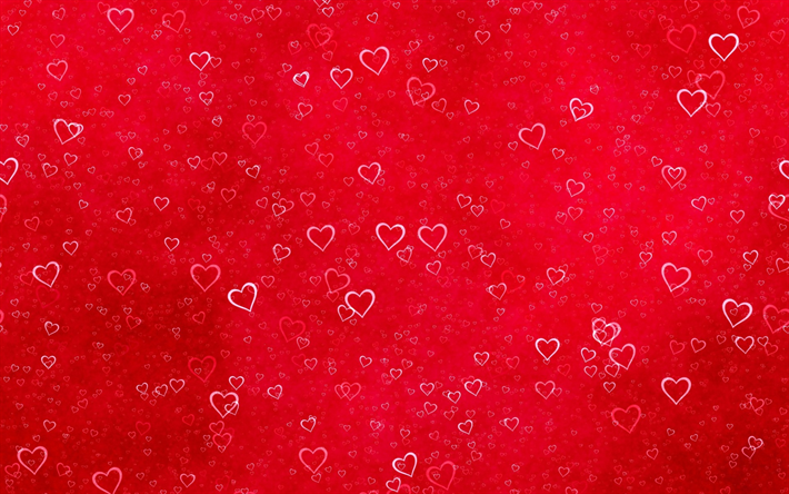 red background with hearts, love concepts, heart, romance