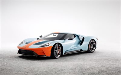 Ford GT Heritage Edition, 4k, racing cars, 2018 cars, supercars, Ford GT, american cars, Ford