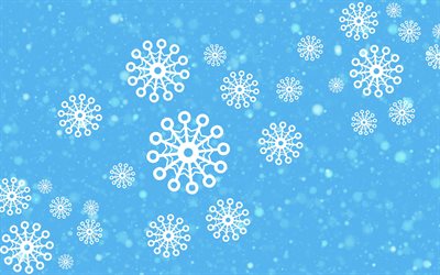 blue texture with snowflakes, blue winter background, white snowflakes, winter blue texture