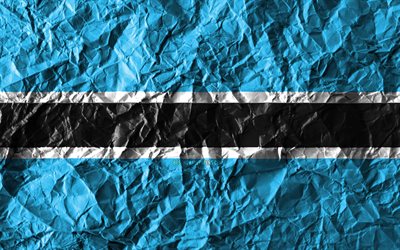 Botswana flag, 4k, crumpled paper, African countries, creative, Flag of Botswana, national symbols, Africa, Botswana 3D flag, Botswana