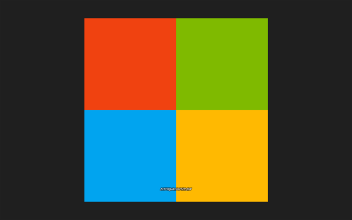 Windows logo creative, minimalismo, arte, sfondo grigio, sistemi operativi, Windows