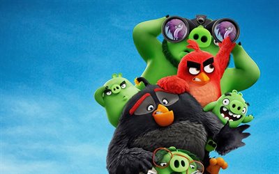 Angry Birds 2, 2019, promocional, el cartel, las 3d aves, todos los personajes, personajes principales