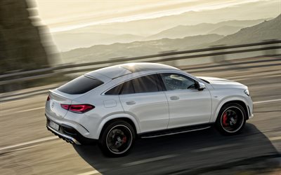 Mercedes-Benz GLE53 AMG 4Matic Coupe, 2020, exterior, side view, new white GLE Coupe, luxury SUV, German cars, Mercedes, AMG
