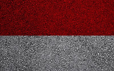 Bandiera dell&#39;Indonesia, asfalto, trama, bandiera su asfalto, Indonesia, bandiera, Asia, bandiere di paesi Asia