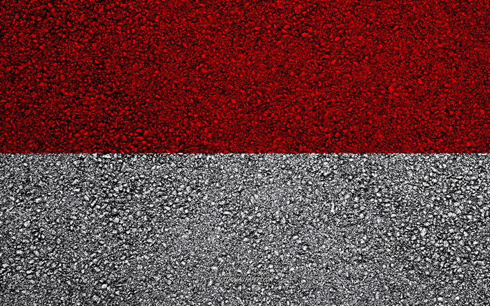 flagge von indonesien -, asphalt-textur, die flagge auf asphalt, indonesien flagge, asien, indonesien, flaggen von asien l&#228;ndern