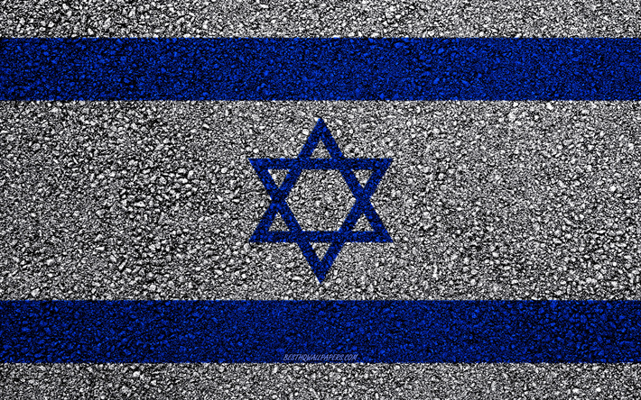 Flagga av Israel, asfalt konsistens, flaggan p&#229; asfalt, Israels flagga, Asien, Israel, flaggor av Asien l&#228;nder