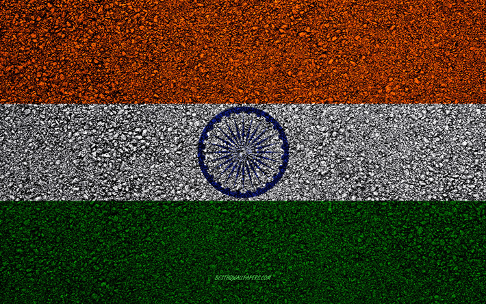 علم الهند, الأسفلت الملمس, العلم على الأسفلت, الهند العلم, آسيا, الهند, أعلام آسيا البلدان