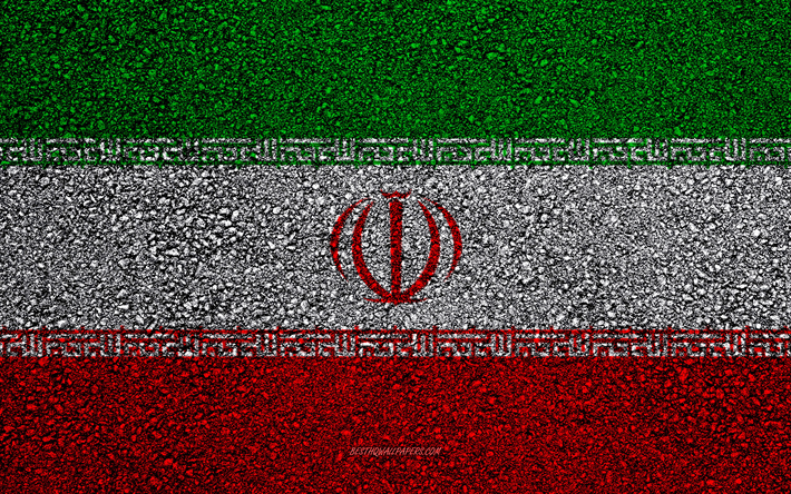 Drapeau de l&#39;Iran, de l&#39;asphalte de la texture, du pavillon sur l&#39;asphalte, le drapeau de l&#39;Iran, l&#39;Asie, l&#39;Iran, les drapeaux des pays d&#39;Asie