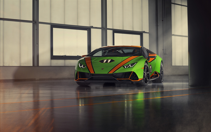 2019, Lamborghini Huracan, EVO GT Celebration, green supercar, front view, green sports coupe, tuning Huracan, Italian sports cars, Lamborghini