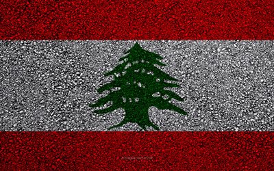 علم لبنان, الأسفلت الملمس, العلم على الأسفلت, لبنان العلم, آسيا, لبنان, أعلام آسيا البلدان