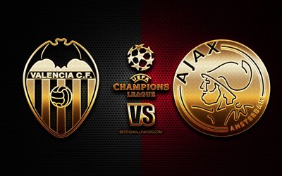Valencia vs Ajax Amsterdam, Group H, UEFA Champions League, season 2019-2020, golden logo, Valencia FC, Ajax Amsterdam FC, UEFA, Valencia FC vs Ajax Amsterdam FC