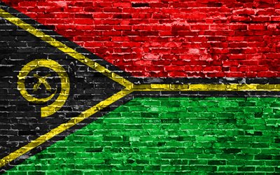 4k, Vanuatu drapeau, les briques de la texture, de l&#39;Oc&#233;anie, les symboles nationaux, Pavillon de Vanuatu, brickwall, Vanuatu 3D drapeau, pays d&#39;Oc&#233;anie, Vanuatu